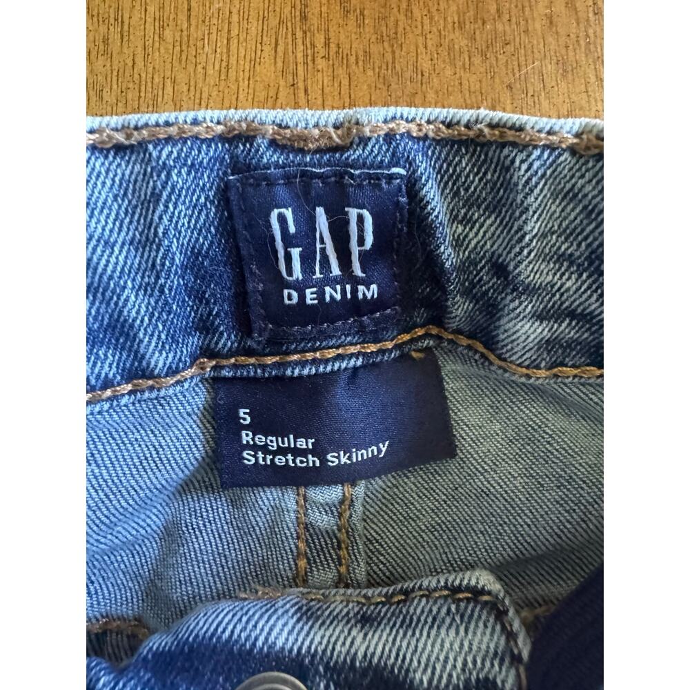 Gap Kids Stretch Skinny Jeans Girls Size 5 Regular Light Wash Denim - Picture 3 of 10